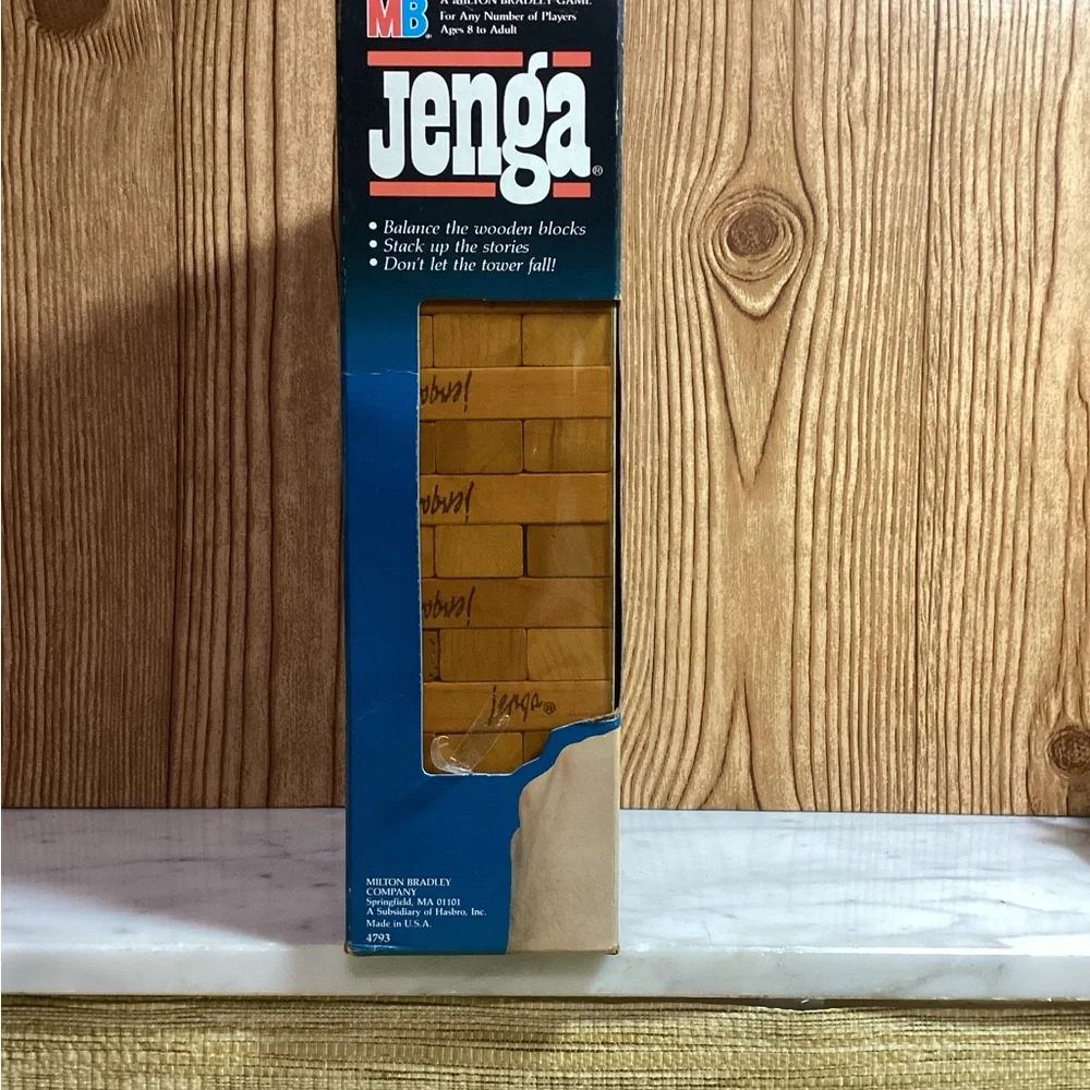 Vintage 1986MB Jenga Wooden Block Stacking Game - Natural Wood